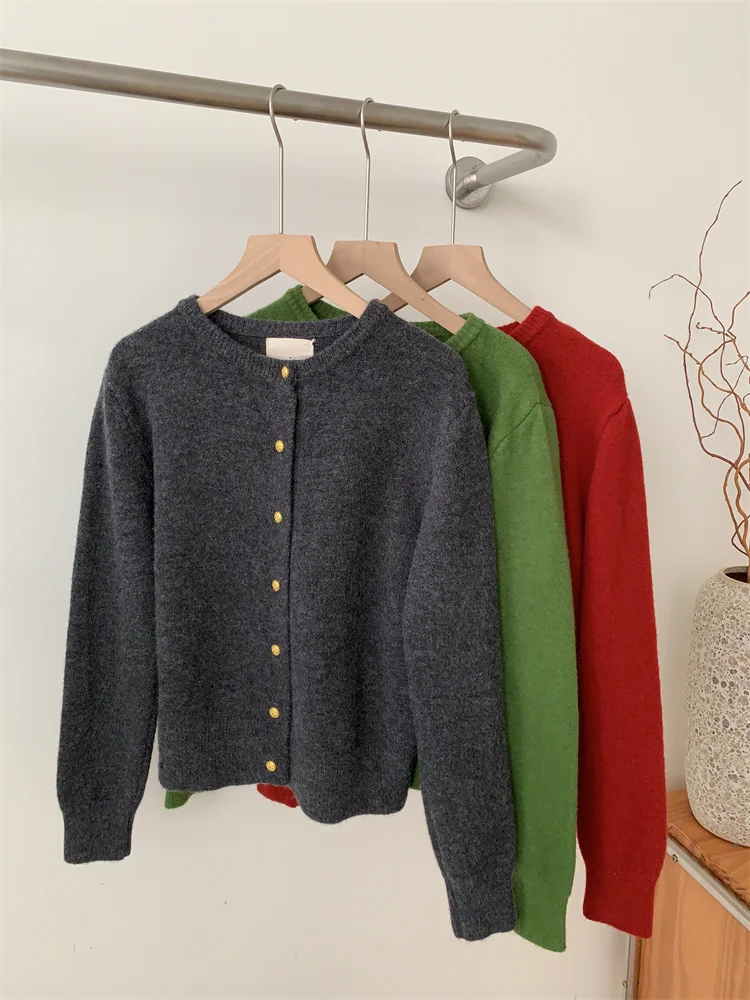 Casual Long-Sleeved Round-Neck Cardigan Sweater